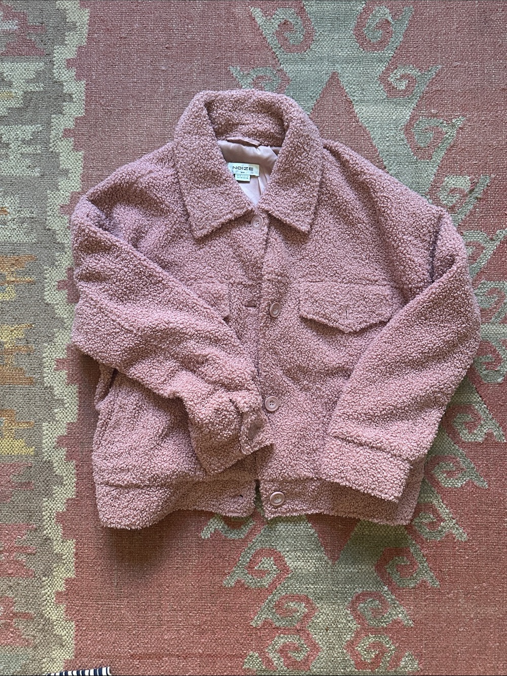 Noize Dusty Rose Teddy Sherpa Jacket